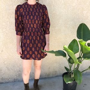 Vintage 60s/70s paisley prairie mini dress